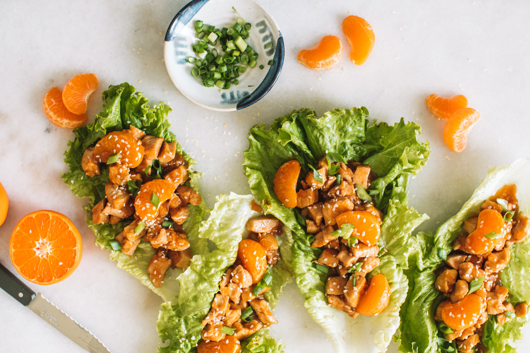 Lettuce Wrap Chicken Cups with Mandarins
