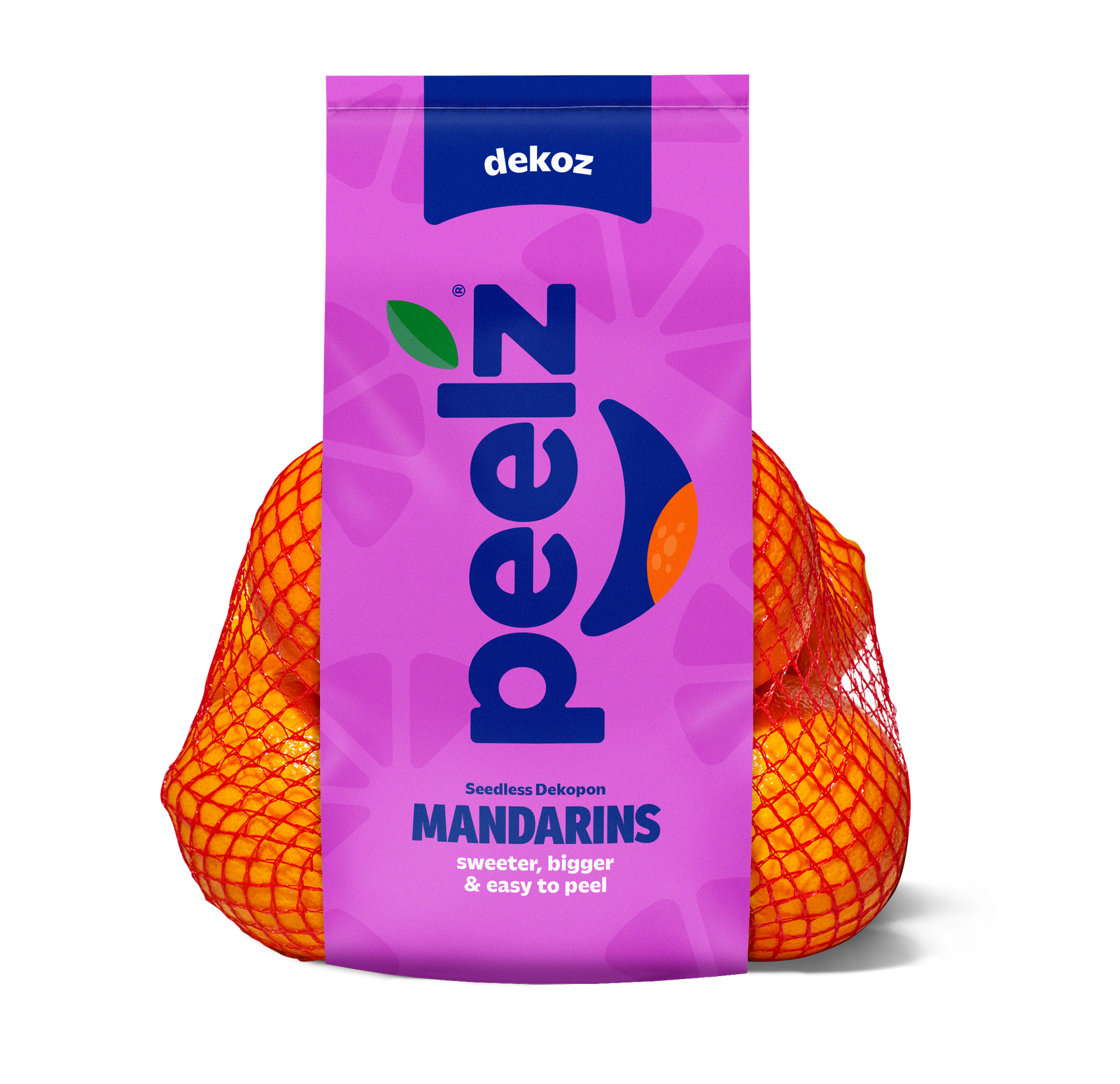 A bag of Peelz Seedless Dekpon Mandarins; Sweeter, bigger & easy to peel